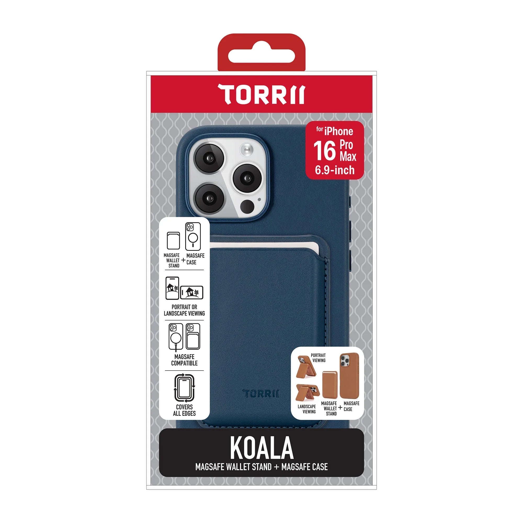 iPhone 16 Pro Max Torrii Koala MagSafe Case + Wallet Stand - Navy - Tashqila iPhone 16 Pro Max Torrii Koala MagSafe Case + Wallet Stand - Navy - Tashqila